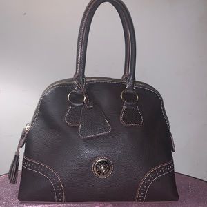 Dooney & Bourke Brown Pebbled Leather Medium Domed Satchel‎